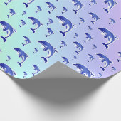 Blau, Delphin, Fisch, Natur, Wasser, Design, straf Geschenkpapier (Ecke)