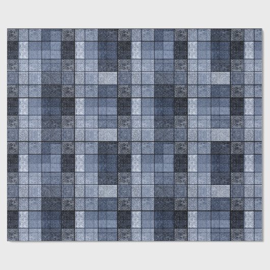 Blau, Denim, Tartan, kariert. Geschenkpapier (Flach)