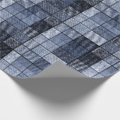 Blau, Denim, Tartan, kariert. Geschenkpapier (Ecke)