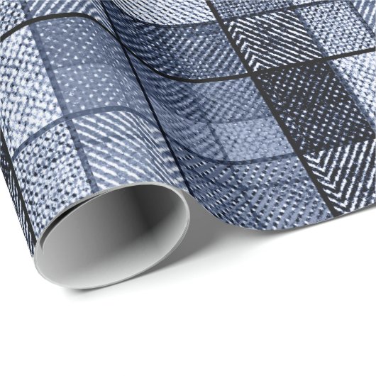 Blau, Denim, Tartan, kariert. Geschenkpapier (Rolleneckpunkt)