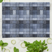 Blau, Denim, Tartan, kariert. Geschirrtuch (Gefaltet)