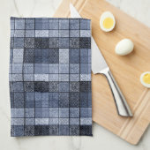 Blau, Denim, Tartan, kariert. Geschirrtuch (Viertel Falte)