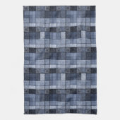Blau, Denim, Tartan, kariert. Geschirrtuch (Vertikal)