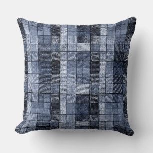 Blau, Denim, Tartan, kariert. Kissen