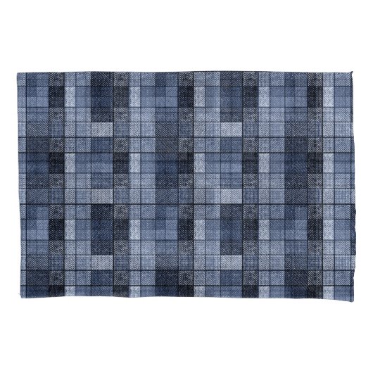 Blau, Denim, Tartan, kariert. Kissenbezug (Vorderseite)