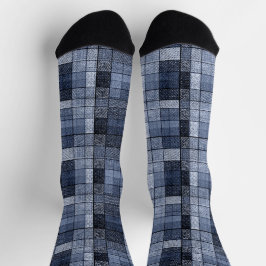 Blau, Denim, Tartan, kariert. Socken