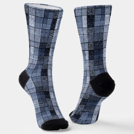 Blau, Denim, Tartan, kariert. Socken