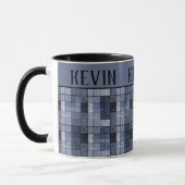 Blau, Denim, Tartan, kariert. Zwei-Tone-Tasse Tasse (Links)