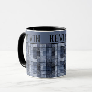 Blau, Denim, Tartan, kariert. Zwei-Tone-Tasse Tasse