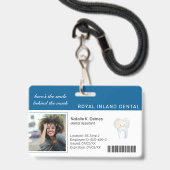Blau | Dental Office Employee Foto ID Abzeichen Ausweis (Vorderseite mit Lanyard)