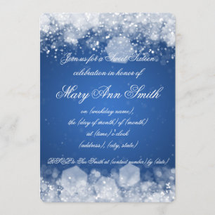 Blau der 16. Geburtstag-Party-funkelndes Nacht2 Einladung