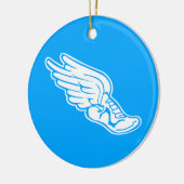 Blau der Bahn-Logo-Verzierungs-w/name Keramikornament (Links)