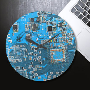 Blau der Computergehäuse Runde Wanduhr