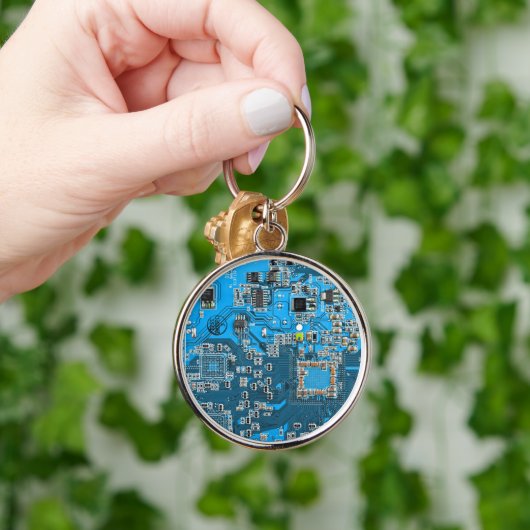 Blau der Computergehäuse Schlüsselanhänger (Hand)