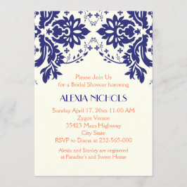 Blau der Damaske, Korallenhochzeit Brautparty Einladung