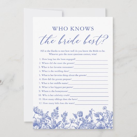 Blau, der das beste Brautparty-Spiel kennt Einladung (Vorderseite)