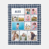 Blau der Gridschiff 12 Foto modern minimalistisch Fleecedecke (Vorderseite)