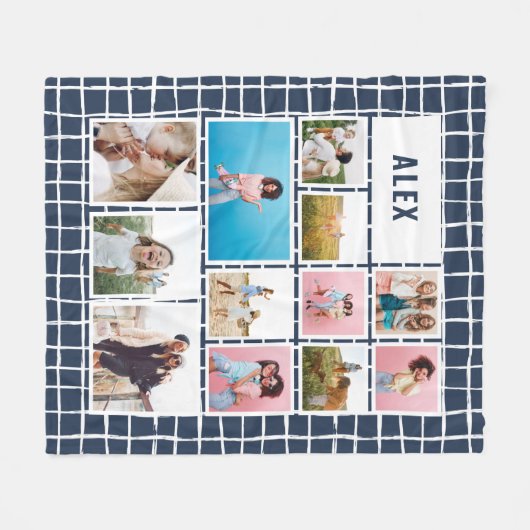 Blau der Gridschiff 12 Foto modern minimalistisch Fleecedecke (Vorderseite (Horizontal))