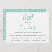 Blau der Hochzeits-Cocktail-Einladungs-| Einladung (Vorne/Hinten)