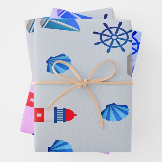 Blau der Navy Geschenkpapier Set (Beispiel)