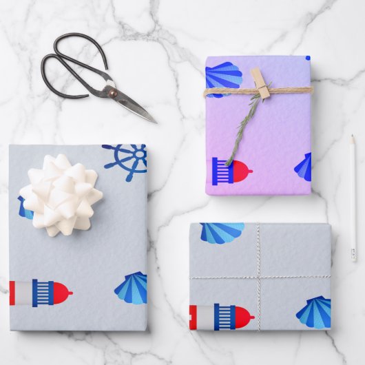 Blau der Navy Geschenkpapier Set (Vorderseite)