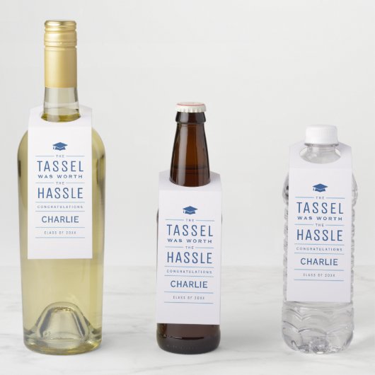 Blau der Tassel war den problematischen Abschluss Flaschenanhänger (Beispiel)