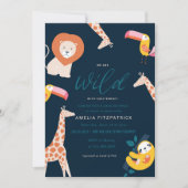 Blau der wilder Dschungel-TierBabyparty-| Einladung (Vorderseite)