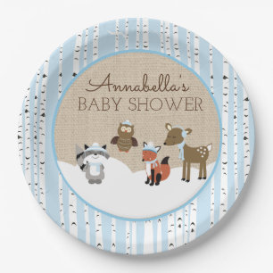 Blau der Winter-Waldtier-Platten-  Pappteller