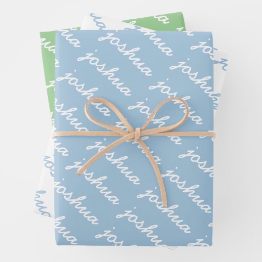 Blau des Add-YourName | Green Curry Name Geschenkpapier Set (Beispiel)