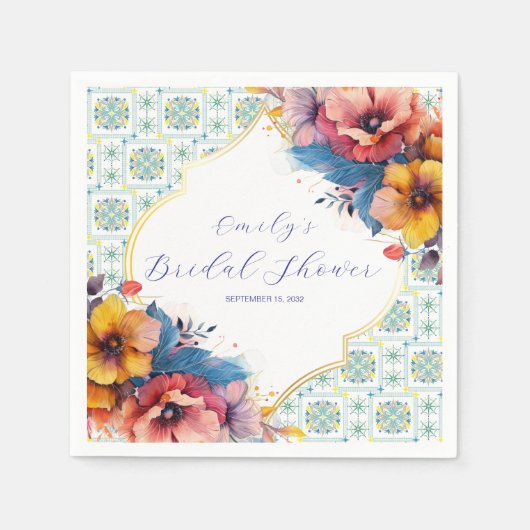 Blau des Mittelmeers Elegantes Brautparty Serviette (Vorderseite)