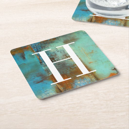 Blau des Monogramm-| Deja Rechteckiger Pappuntersetzer (angewinkelt)