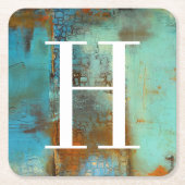 Blau des Monogramm-| Deja Rechteckiger Pappuntersetzer (Vorderseite)