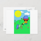 Blau-Designfarben - Eigene Textdateien hinzufügen Postkarte (Vorne/Hinten)