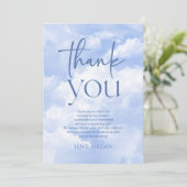 Blau die Braut ist auf Cloud Nine Brautparty Dankeskarte (Stehend Vorderseite)