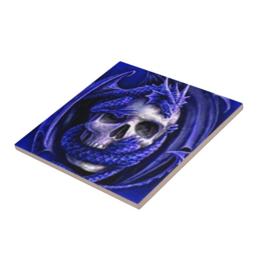 Blau-Dracheschädel Fliese (Seite)