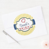 Blau, Dunkelrot, Gelbe Streifen Brautparty Runder Aufkleber (Umschlag)