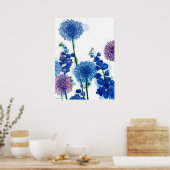 blau durch u Wasserfarbe Poster (Küche)