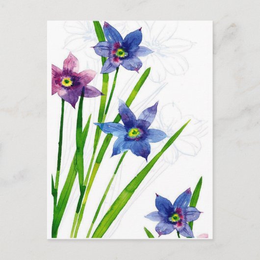 Blau durch Wasserfarbe Postkarte (Vorderseite)