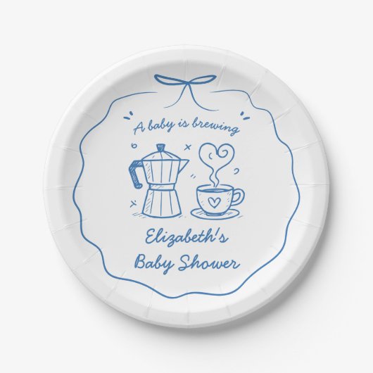 Blau Ein Baby Braut Kaffee Danke Pappteller (Vorderseite)