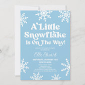 Blau ein wenig Schneeflocke ist unterwegs! Babypar Einladung (Vorderseite)