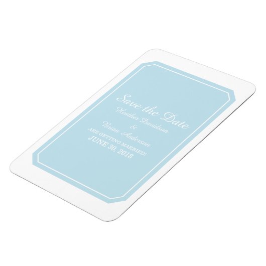 Blau einfach elegant Save the Date Magnet (Linke Seite)