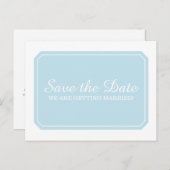 Blau Einfach elegant Save the Date Postkarte (Vorne/Hinten)