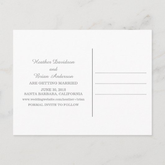 Blau Einfach elegant Save the Date Postkarte (Rückseite)