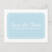 Blau Einfach elegant Save the Date Postkarte (Vorderseite)