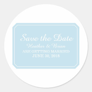 Blau einfach elegant Save the Date Runder Aufkleber
