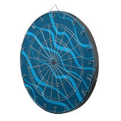 Blau, einfach, modern, coole Wellenabstraktion Dartscheibe (Vorderseite rechts)