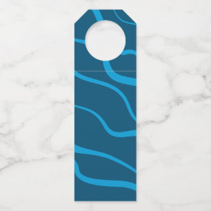 Blau, einfach, modern, coole Wellenabstraktion Flaschenanhänger