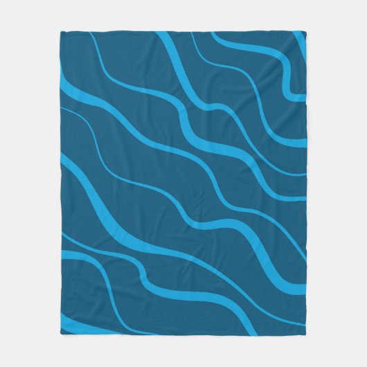 Blau, einfach, modern, coole Wellenabstraktion Fleecedecke (Vorderseite)