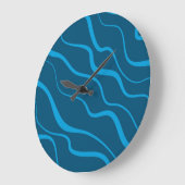 Blau, einfach, modern, coole Wellenabstraktion Große Wanduhr (Winkel)
