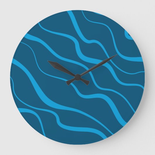 Blau, einfach, modern, coole Wellenabstraktion Große Wanduhr (Vorderseite)